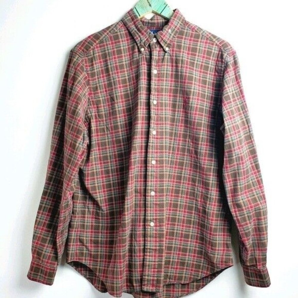 Ralph Lauren Blue Label Classic Plaid Long Sleeve Button Down Shirt Sz 16.5 L